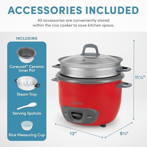 Red fourteen cup steamer and grain cooker — photo 4