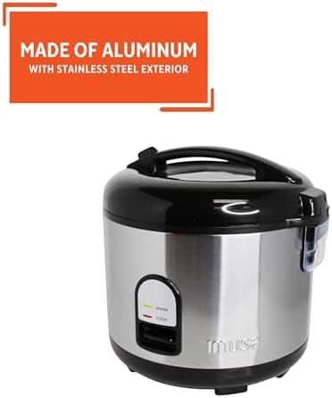 Stainless steel rice cooker with steam tray — photo 3