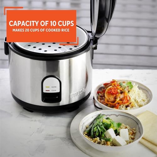 Stainless steel rice cooker with steam tray — photo 4