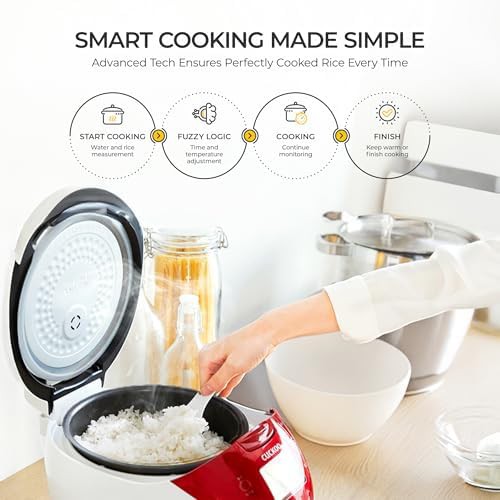 Red 12-cup rice cooker and food steamer — photo 4