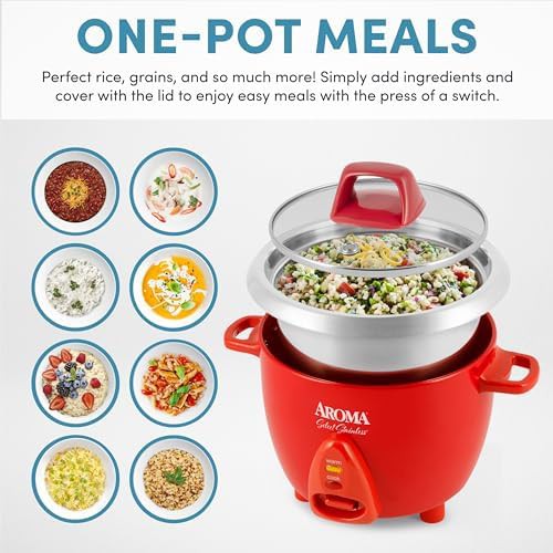 Red six cup stainless steel cooker — photo 3