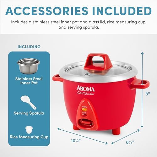 Red six cup stainless steel cooker — photo 5