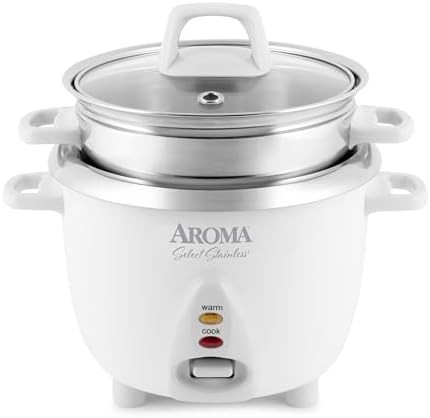 White six cup stainless pot style cooker