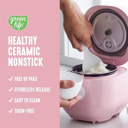Pink digital ceramic rice cooker two cups — photo 3