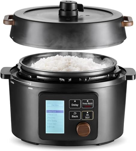 Black Japanese style electric pressure rice cooker