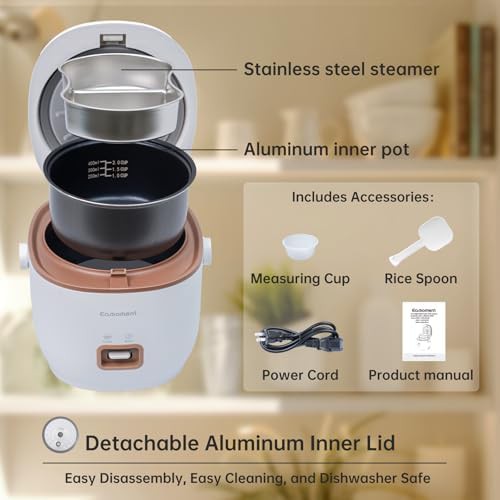 Brown mini rice cooker and food steamer — photo 3