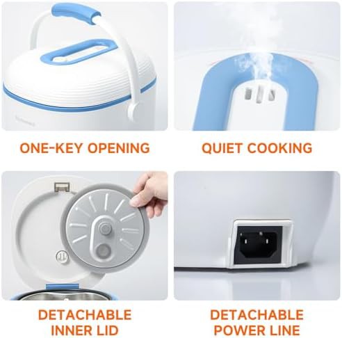 Blue mini rice cooker with vegetable steamer — photo 4
