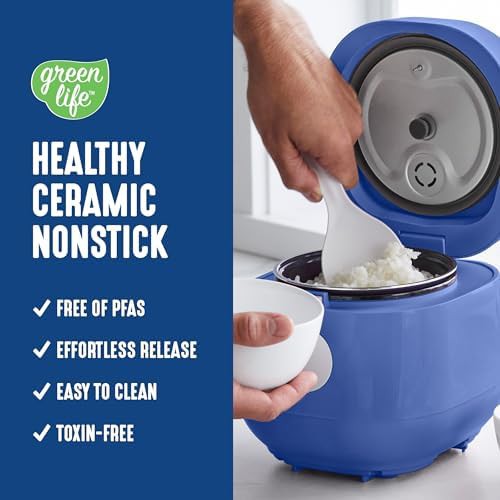Navy blue digital ceramic rice cooker — photo 3