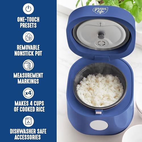 Navy blue digital ceramic rice cooker — photo 4