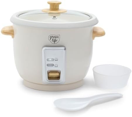 Cream ceramic multi grain cooker three cups