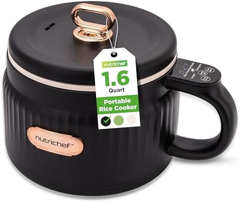 Mini black digital rice cooker and steamer