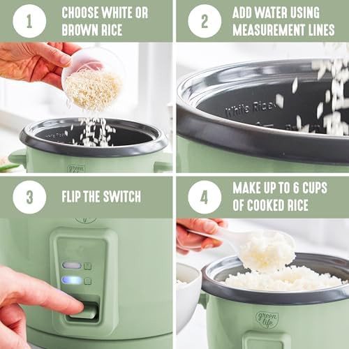 Sage green ceramic mini rice cooker — photo 4