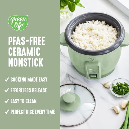 Sage green ceramic mini rice cooker — photo 5