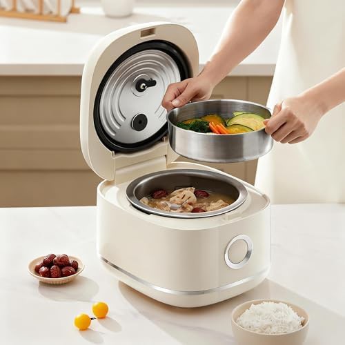 Cream colored stainless steel six cup cooker — photo 4