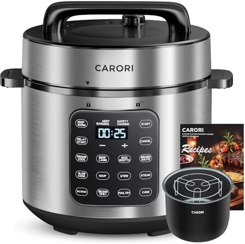 Silver six quart touchscreen multi cooker
