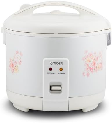 White 8 cup flower pattern rice cooker
