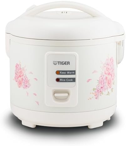 Ten cup white rice cooker with flower pattern