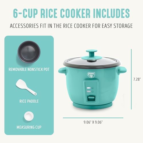 Turquoise ceramic mini rice cooker three cups — photo 3