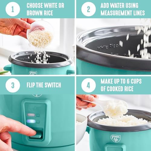 Turquoise ceramic mini rice cooker three cups — photo 4