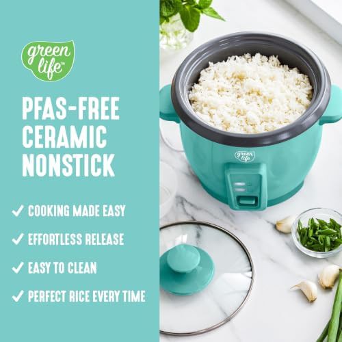 Turquoise ceramic mini rice cooker three cups — photo 5