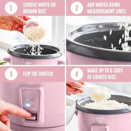 Pink ceramic mini rice cooker three cups — photo 4