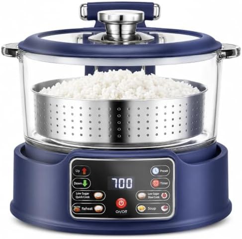 Blue low carb auto lift rice cooker