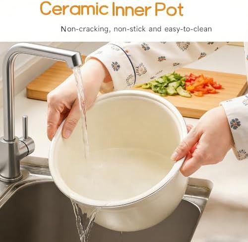 Mini ceramic cooker with steamer basket — photo 4