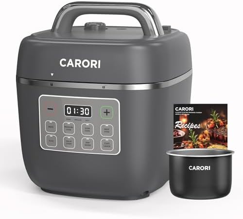 Compact gray three quart ceramic cooker