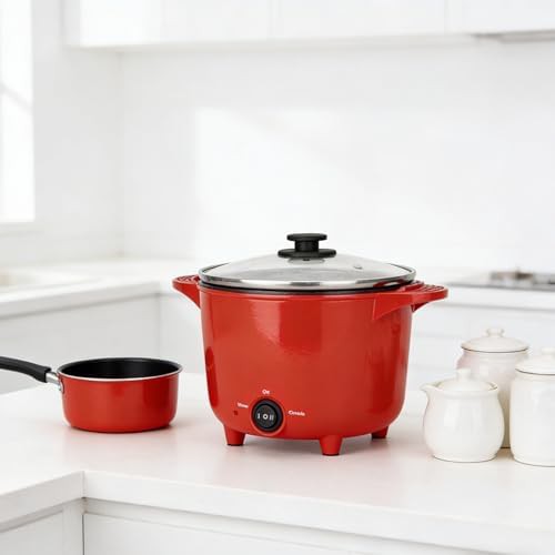 Red portable electric multi cooker pot