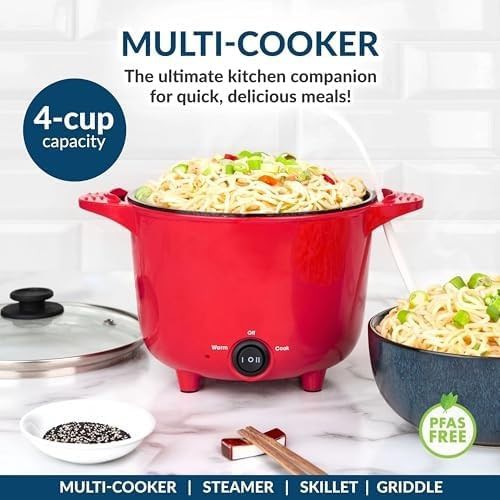 Red portable electric multi cooker pot — photo 4