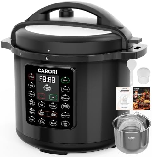 Black eight quart cooker with safe vent