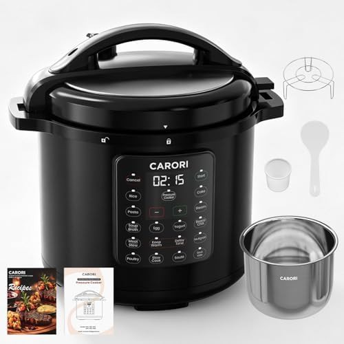 Stainless steel and black eight quart