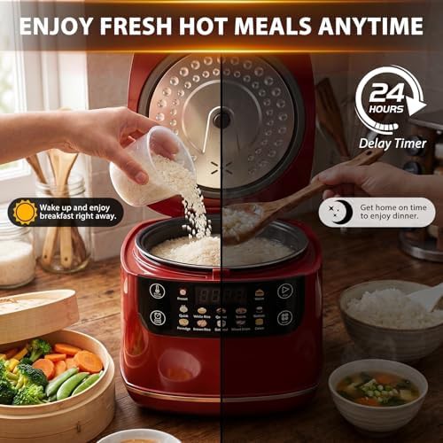Dark red digital six cup cooker — photo 4