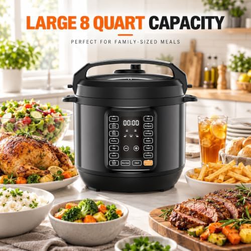 Black stainless steel eight quart multi cooker — photo 4