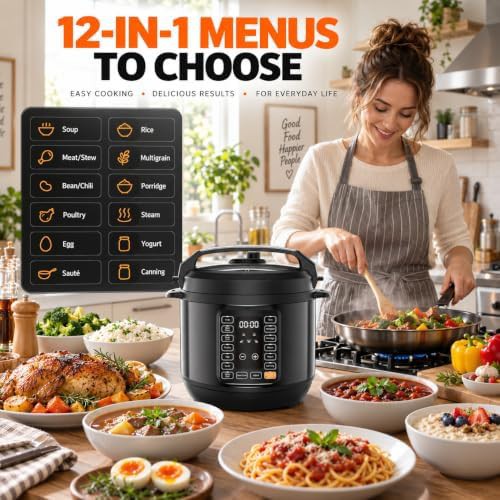 Black stainless steel eight quart multi cooker — photo 5