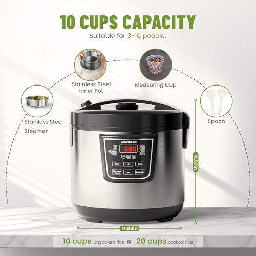 Ten cup stainless steel rice cooker and steamer — photo 5