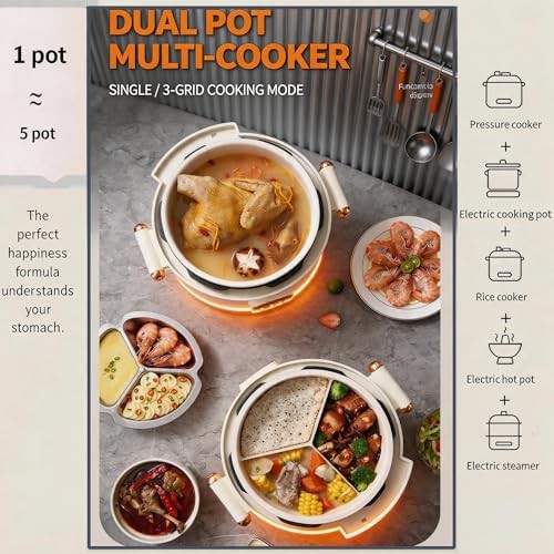 White smart multi cooker with three compartments — photo 4