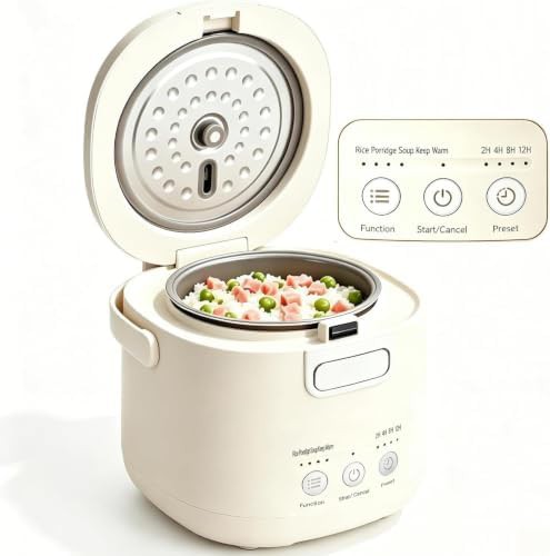 Compact small rice cooker for two cups uncooked