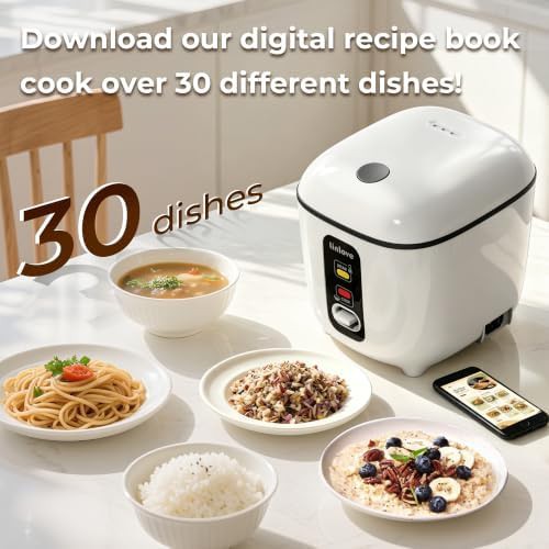 Mini white rice cooker with steamer — photo 5