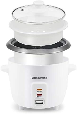 White rice cooker and steamer with nonstick pot