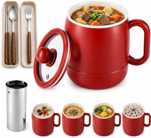 red portable electric stewing cup
